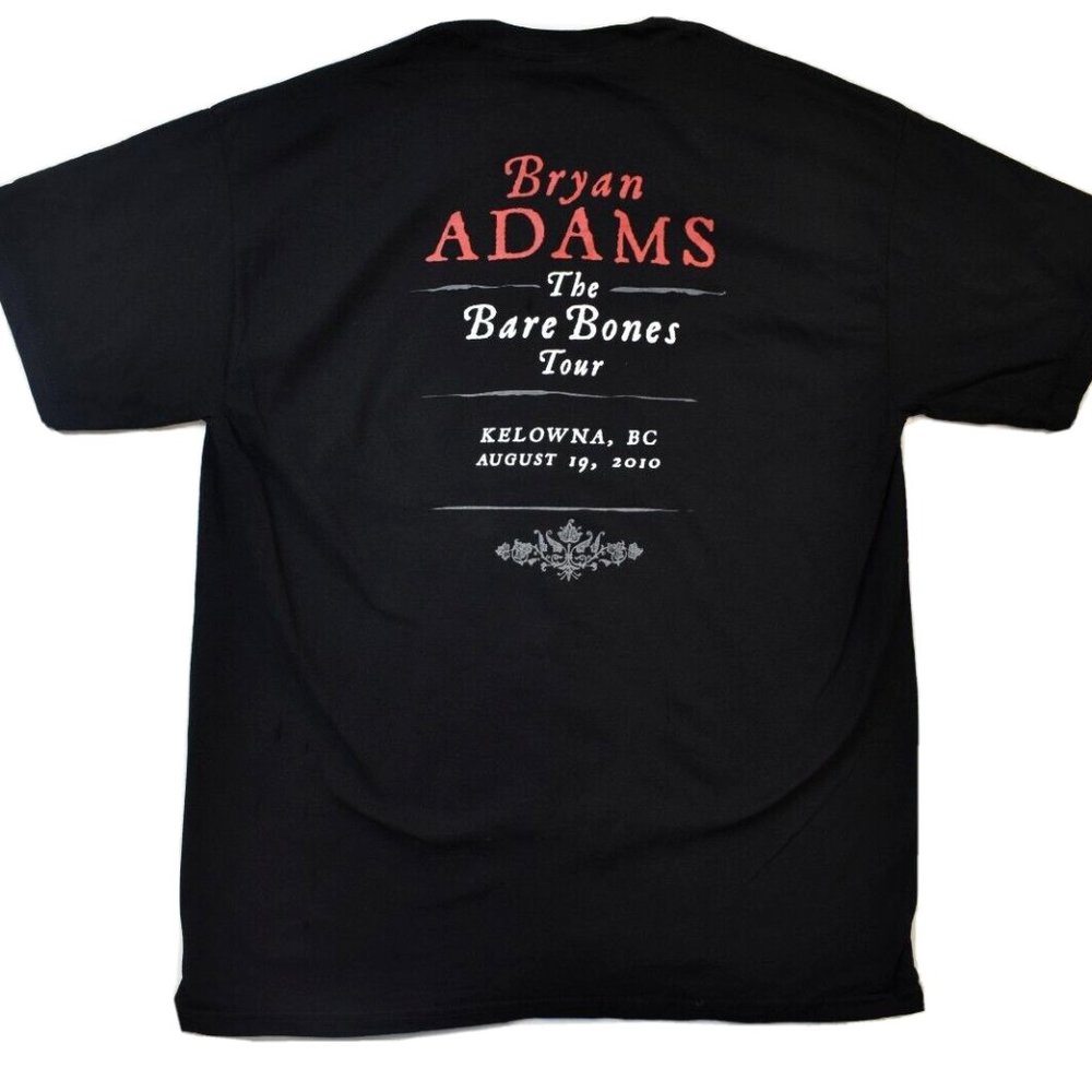 Bryan Adams Mens The Bare Bones Tour Kelwona, BC August 19, 2010 Shirt New